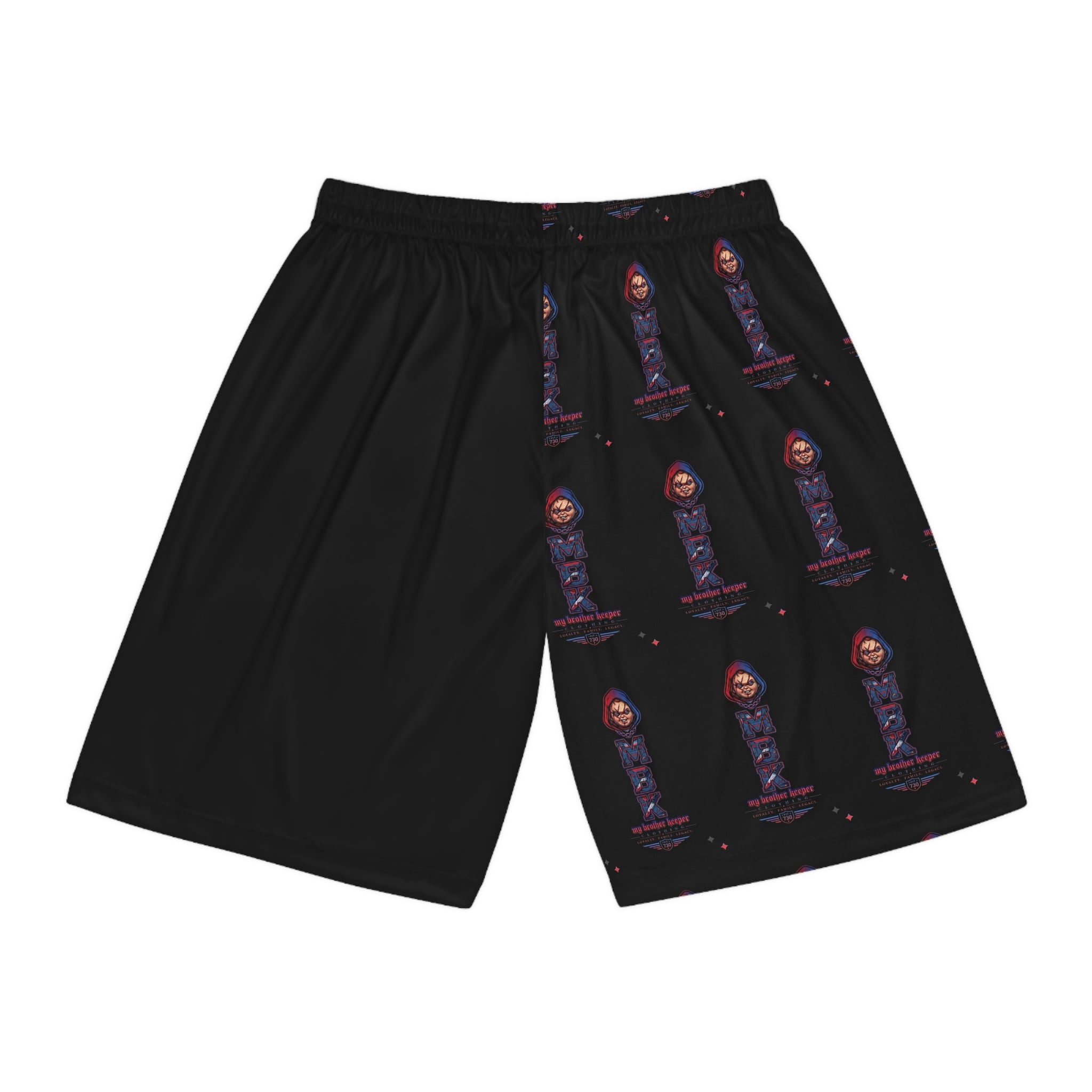 Basketball Shorts — Dark AOP Streetwear with Hooded Figure Graphic