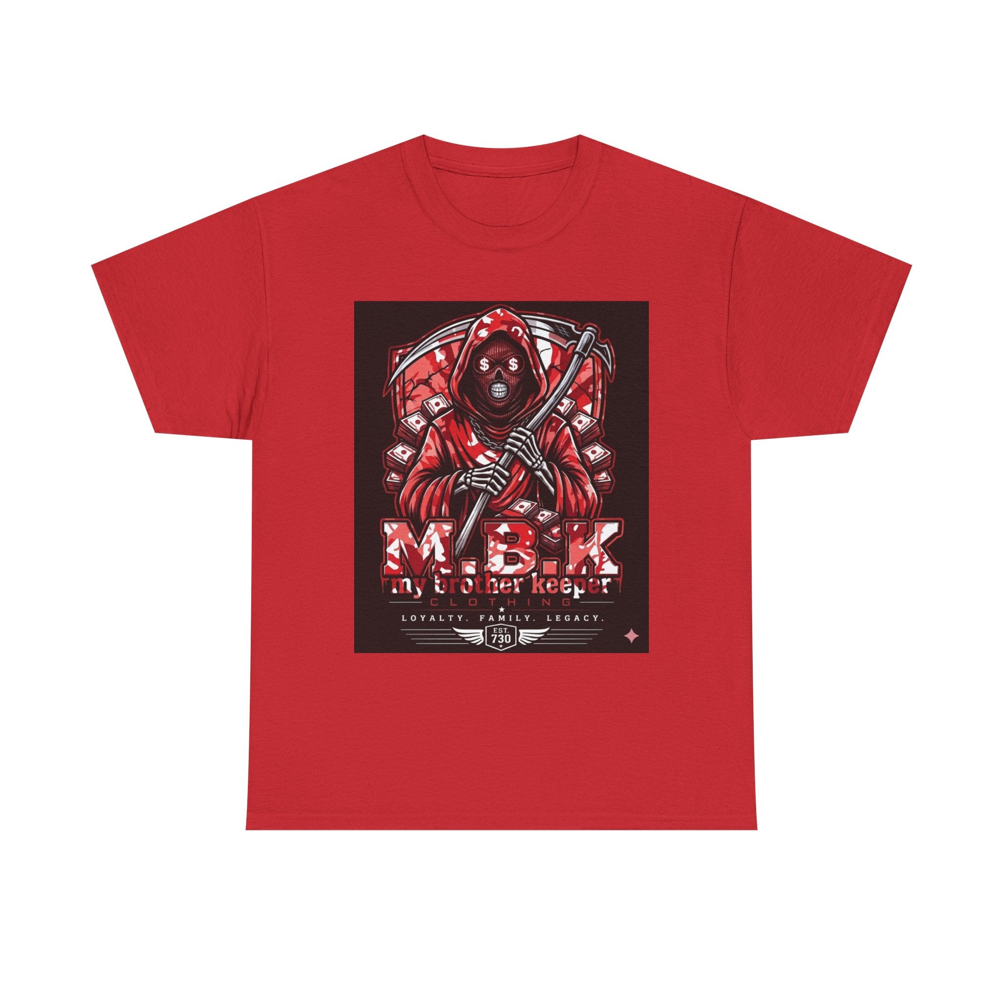 Brother Keeper Tee — Red Grim Reaper Graphic T-Shirt