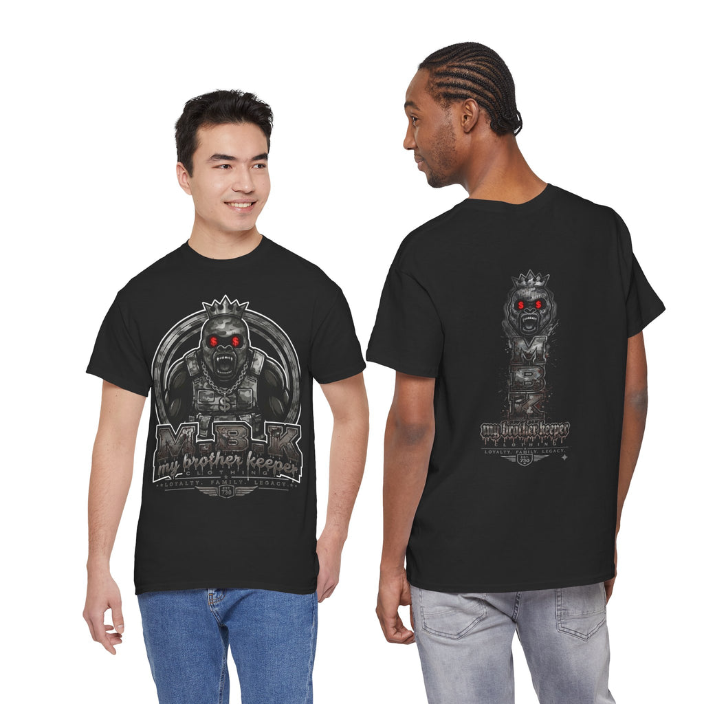 T-Shirt — 'My Brother Keeper' Dark King Graphic Tee (Red-Eyed Horror Skull)