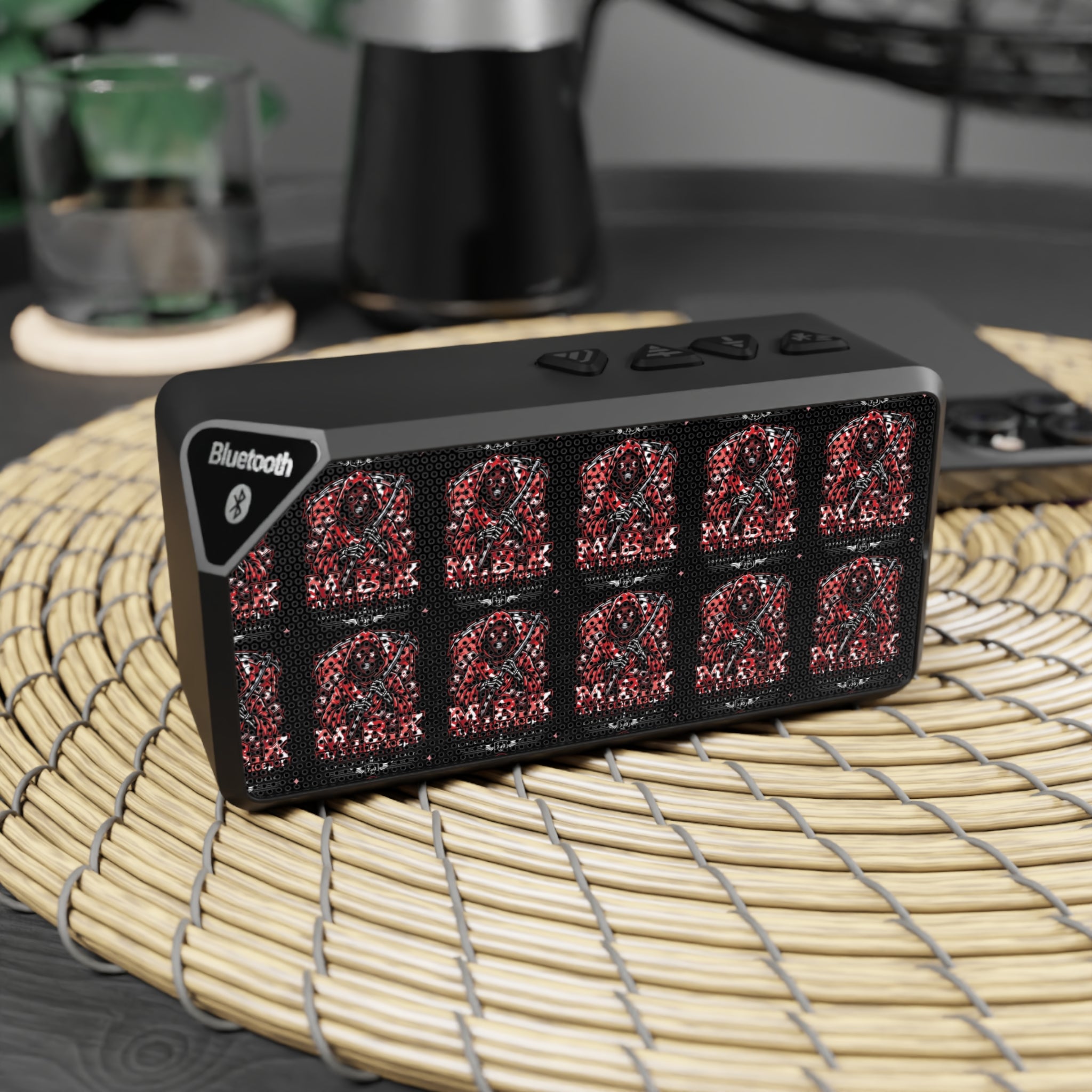 Jabba Skull Bluetooth Speaker — Portable Wireless Speaker with Red Skull Grid Design