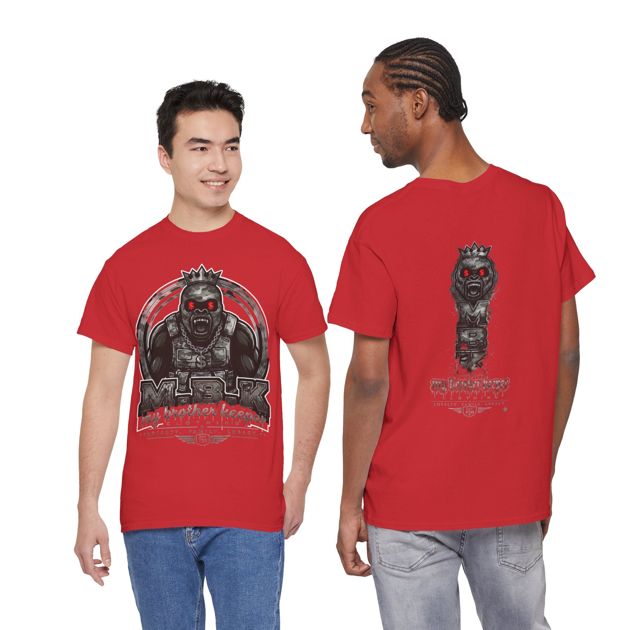 T-Shirt — 'My Brother Keeper' Dark King Graphic Tee (Red-Eyed Horror Skull)