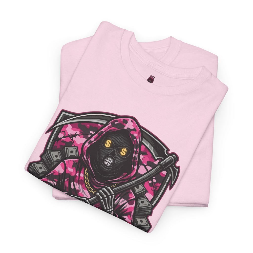 Grim Reaper 'M.B.K. My Brother Keeper' Graphic Tee — Pink Streetwear T-Shirt