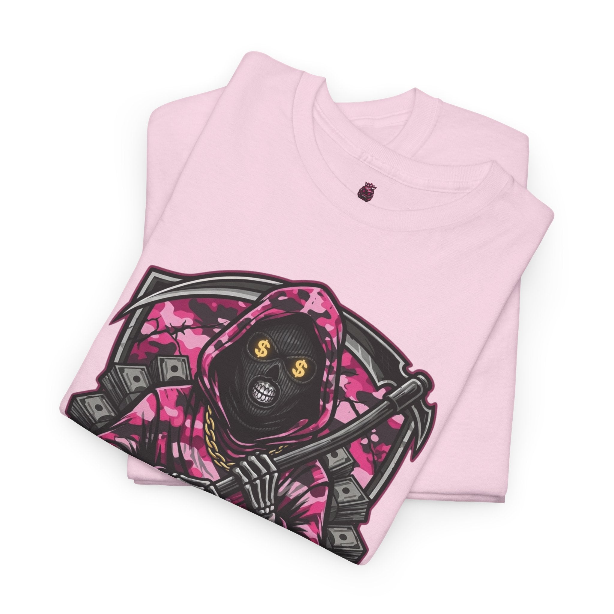 Grim Reaper 'M.B.K. My Brother Keeper' Graphic Tee — Pink Streetwear T-Shirt