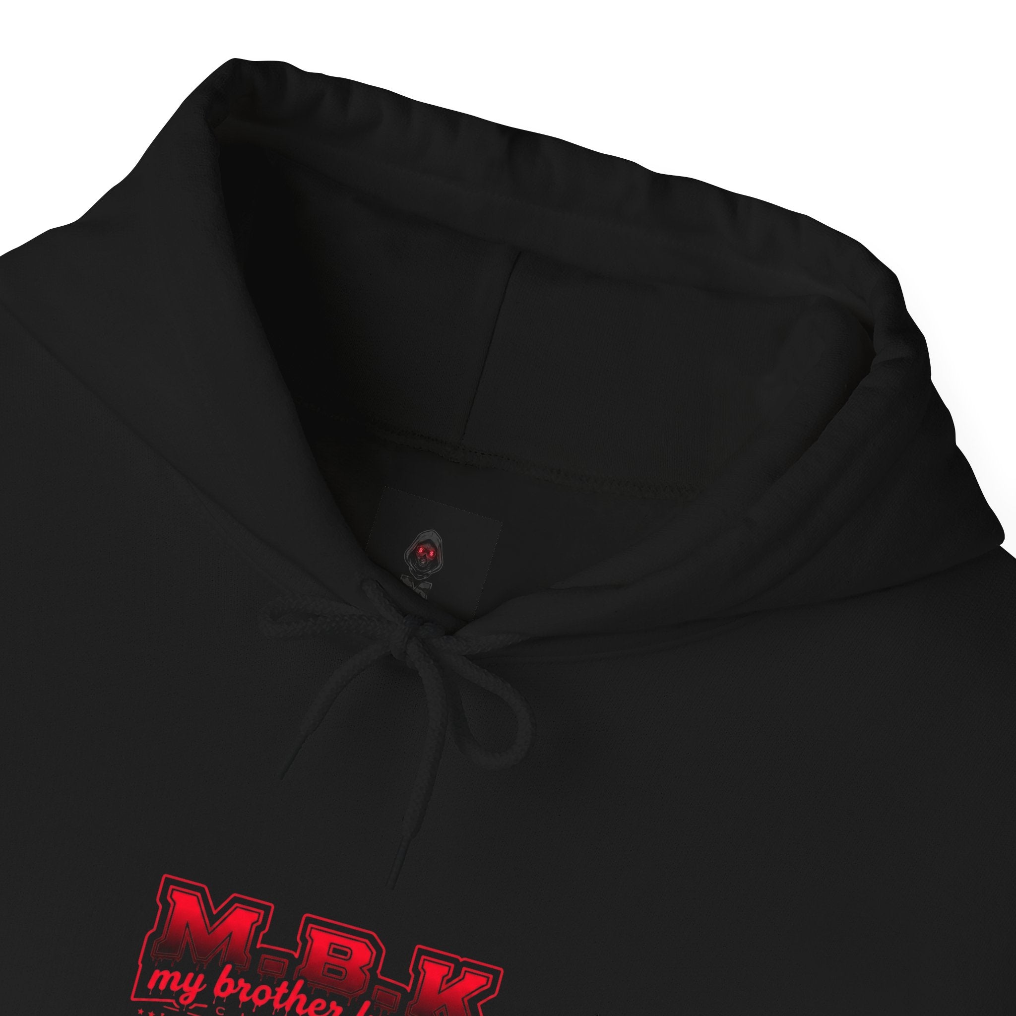 Hoodie — MBK “My Brother Keeper” Graphic Hoodie, Minimal Front Logo & Dark Back Art