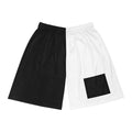 Black & White Split Basketball Shorts - Two-Tone Athletic AOP