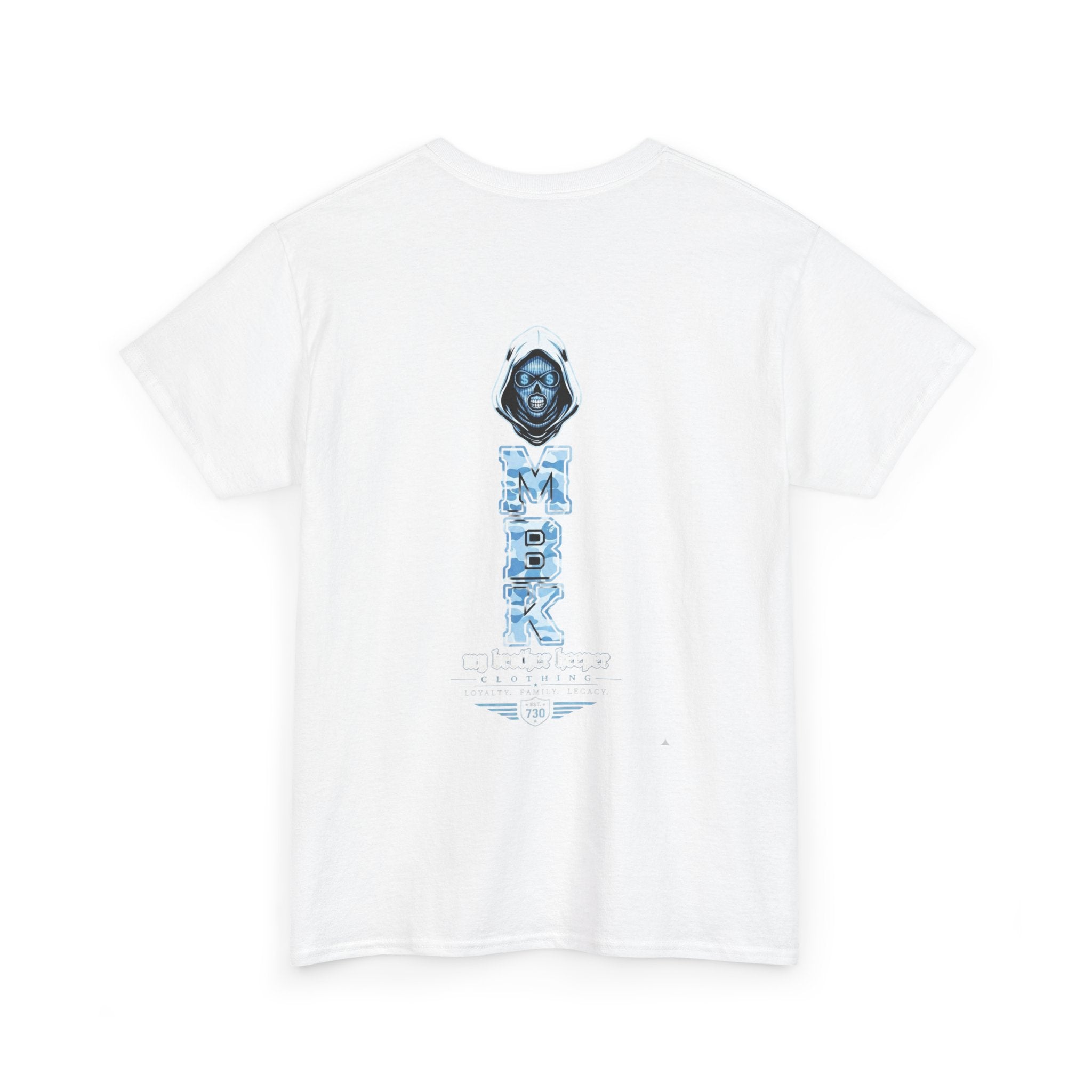 Grim Reaper Graphic Tee — M.B.K. Ice Blue Skull T-Shirt