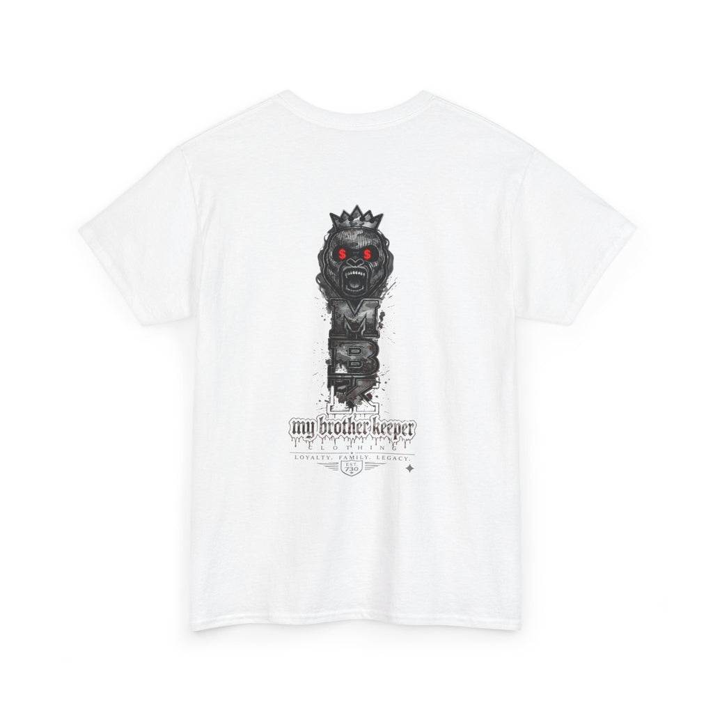 T-Shirt — 'My Brother Keeper' Dark King Graphic Tee (Red-Eyed Horror Skull)