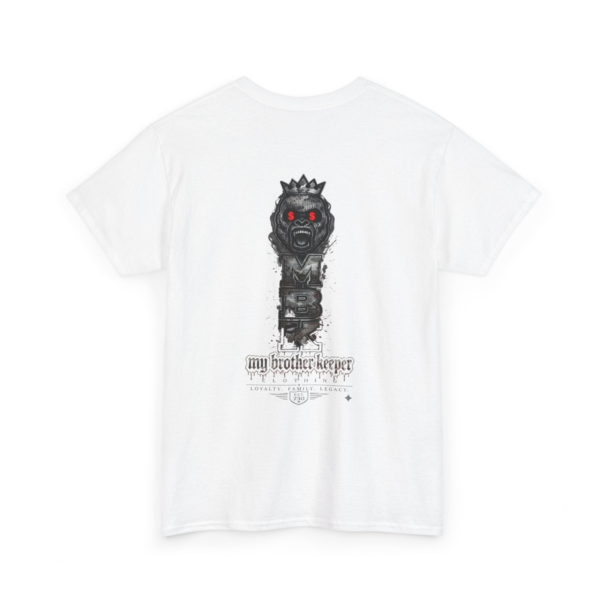 T-Shirt — 'My Brother Keeper' Dark King Graphic Tee (Red-Eyed Horror Skull)