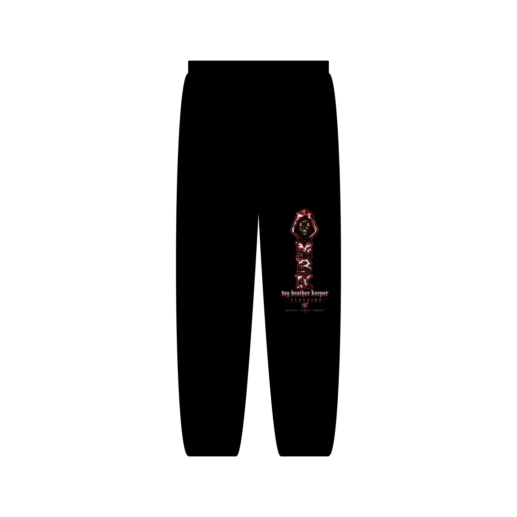 Occult Key Graphic Sweatpants — Gothic Rose Skeleton Design