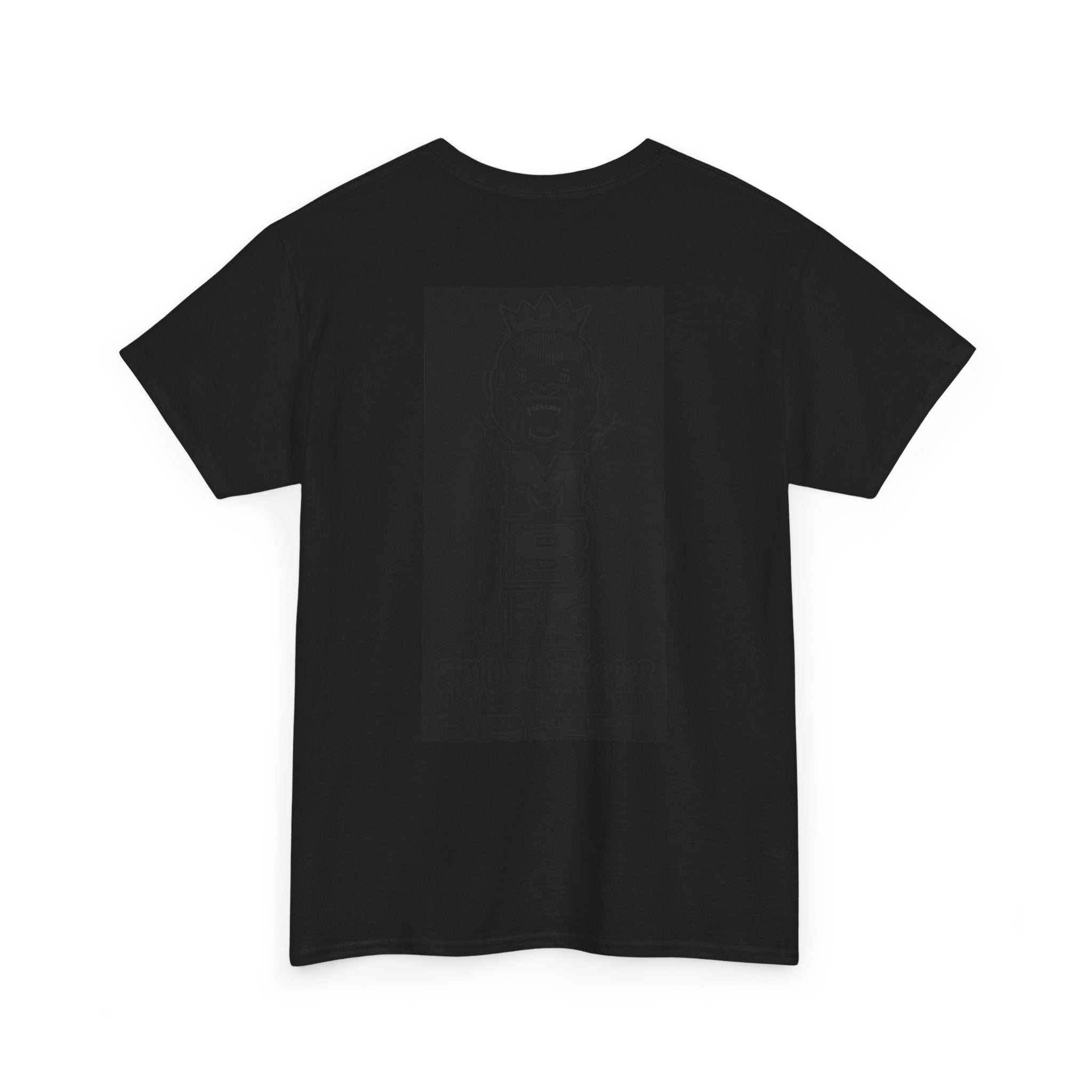 Black Graphic Tee — Subtle Inked Lion Crest Design