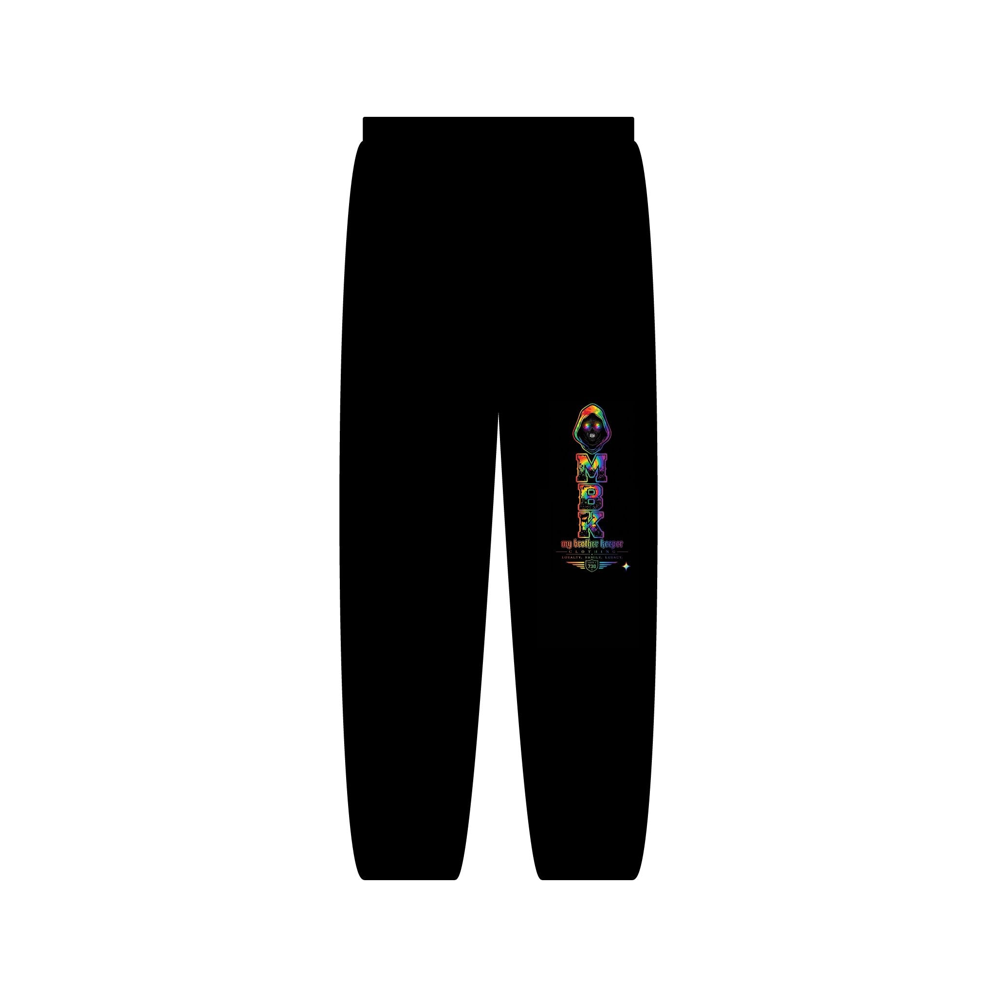 Cosmic Key Sweatpants — Neon Skeleton Key Graphic Joggers