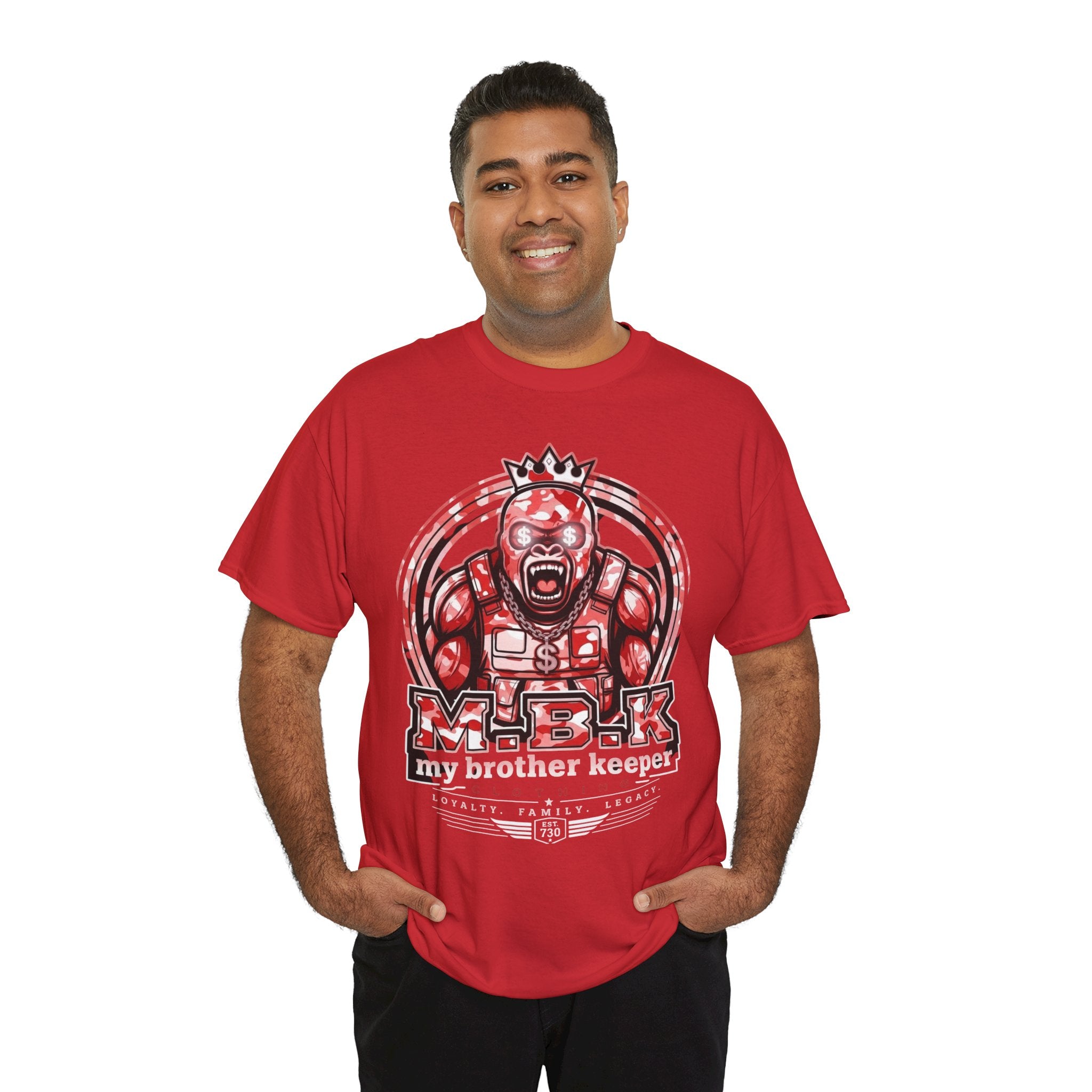 Graphic Tee — Red 'M.B.K. My Brother Keeper' Streetwear T‑Shirt