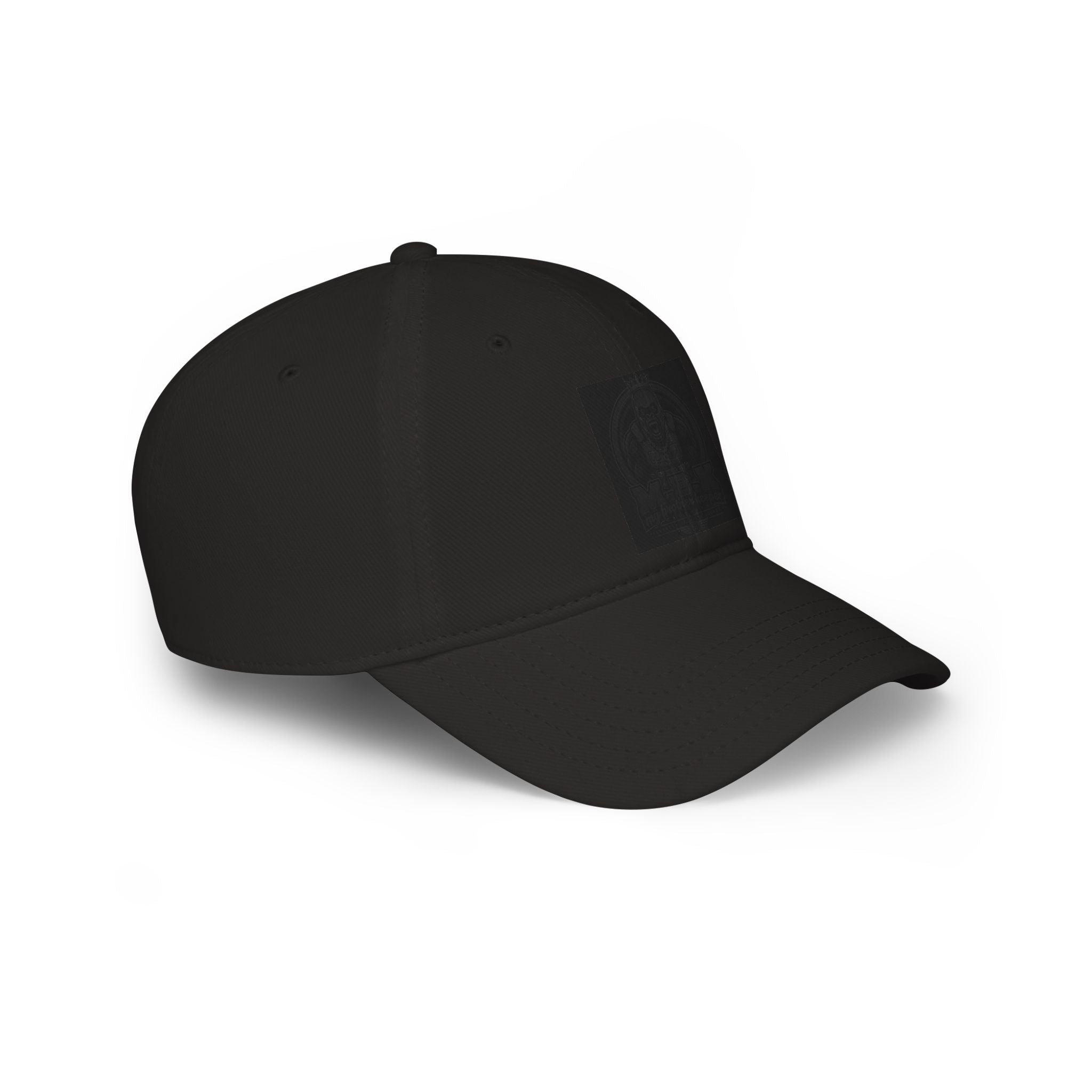 Black Low-Profile Baseball Cap with Subtle Embroidered Crest — Minimalist Everyday Hat