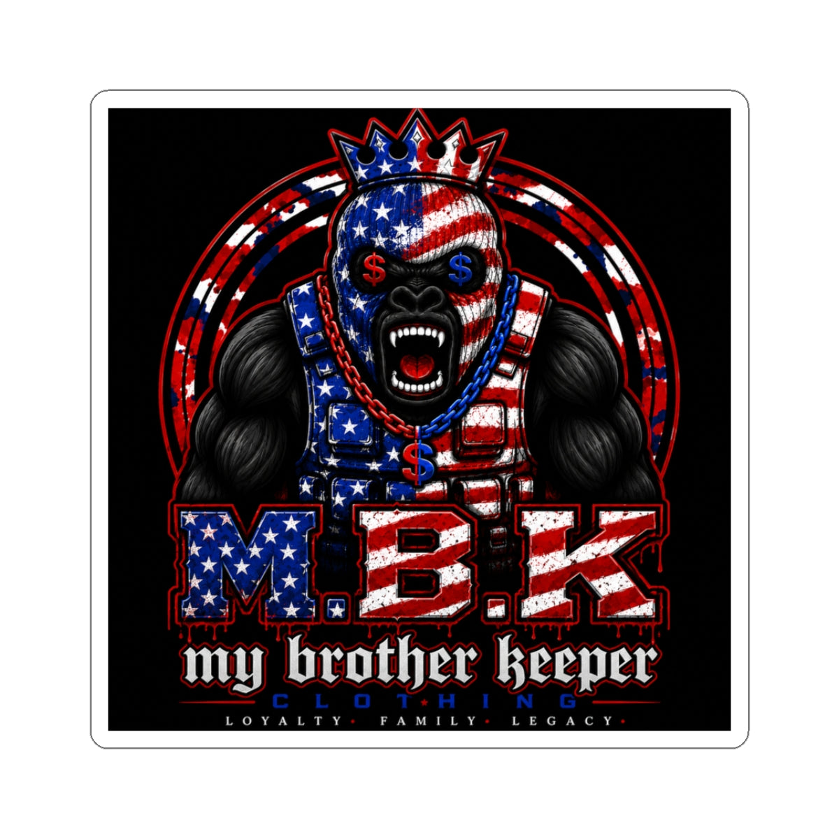 MBK 'My Brother Keeper' Neon Reaper Sticker — Colorful Skull Hoodie Kiss-Cut Sticker