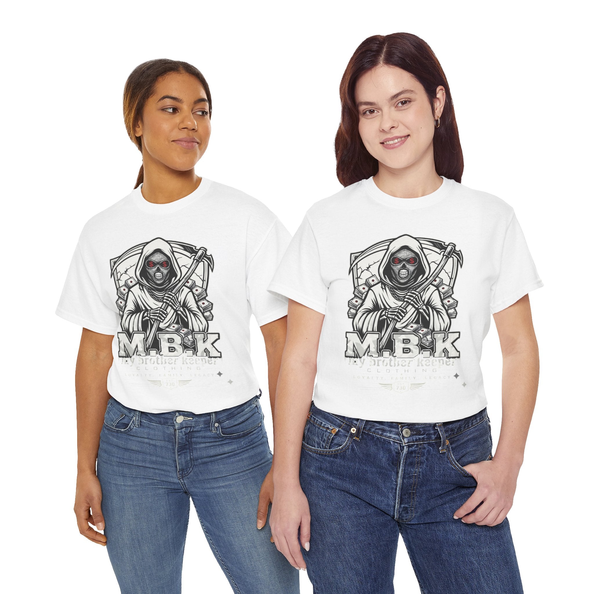 Grim Reaper Graphic Tee — "M.B.K" Streetwear Skull T-Shirt