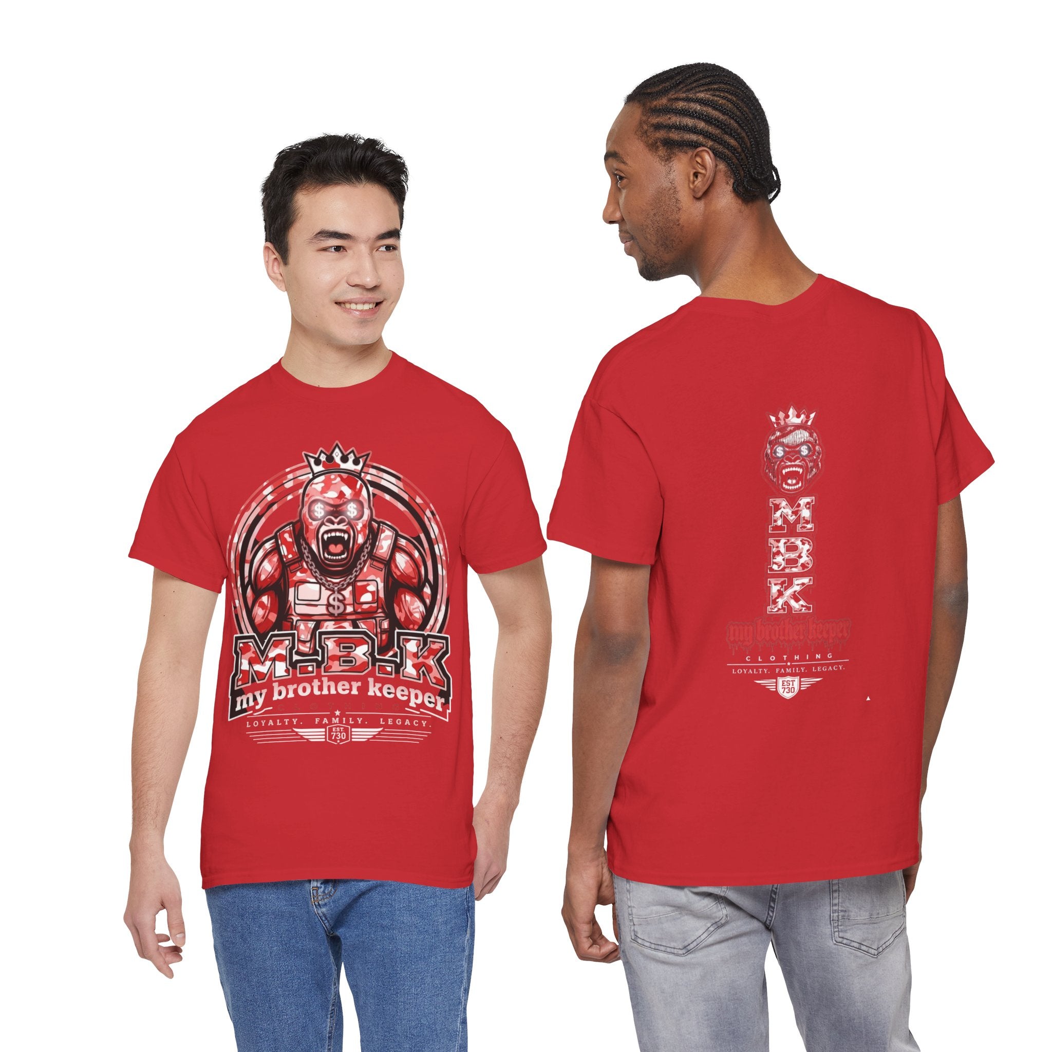 Graphic Tee — Red 'M.B.K. My Brother Keeper' Streetwear T‑Shirt