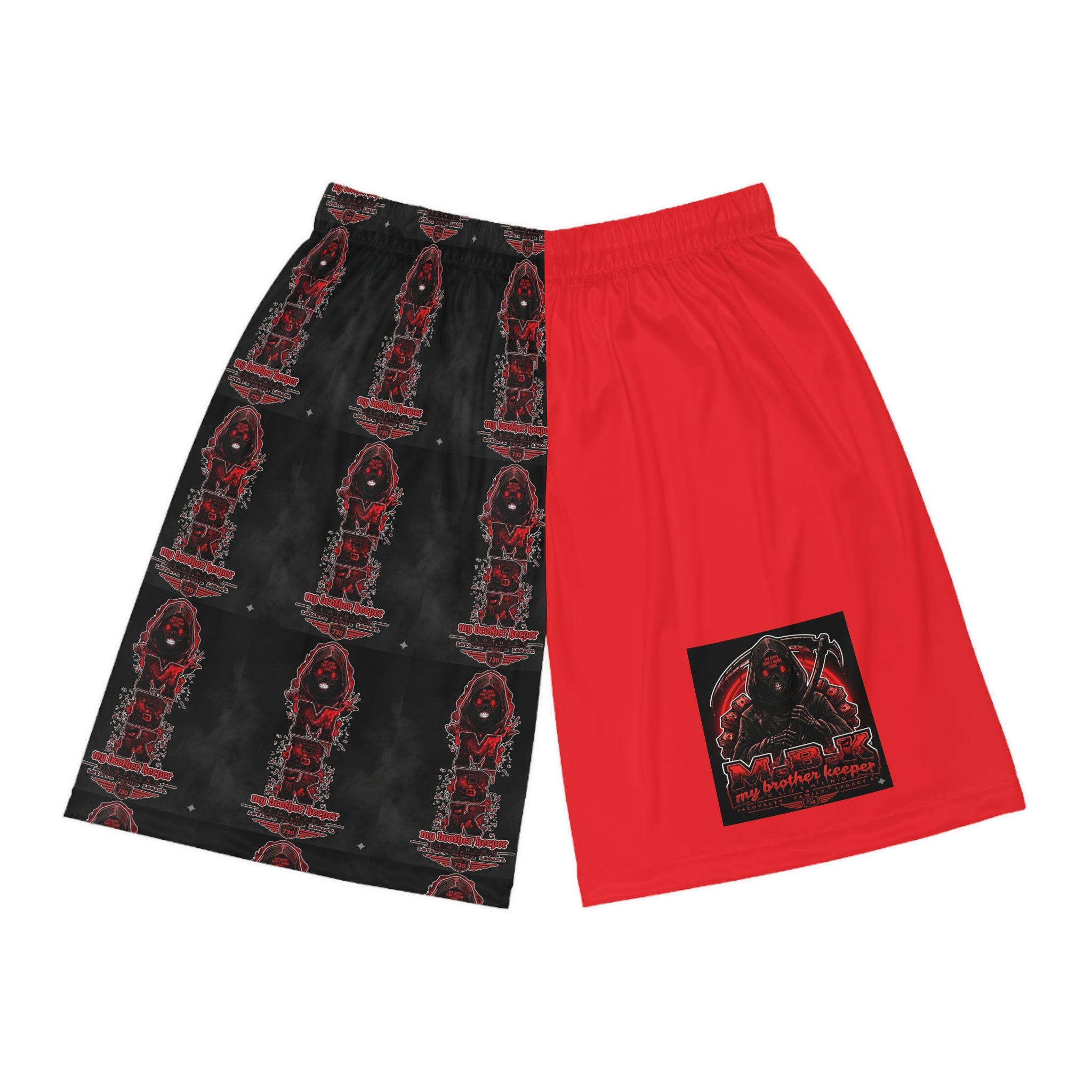 Basketball Shorts — Red & Black Gothic AOP Graphic