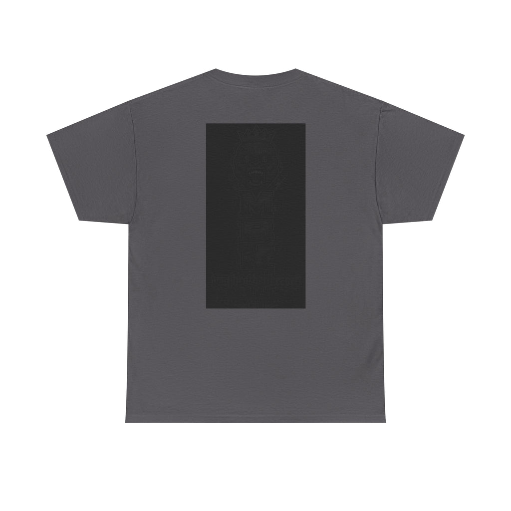 Black Graphic Tee — Subtle Inked Lion Crest Design