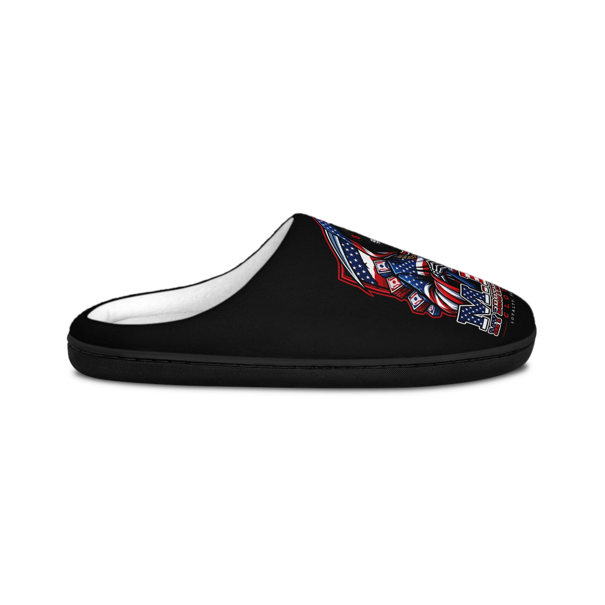 Patriotic American Flag Pitbull Men's Indoor Slippers