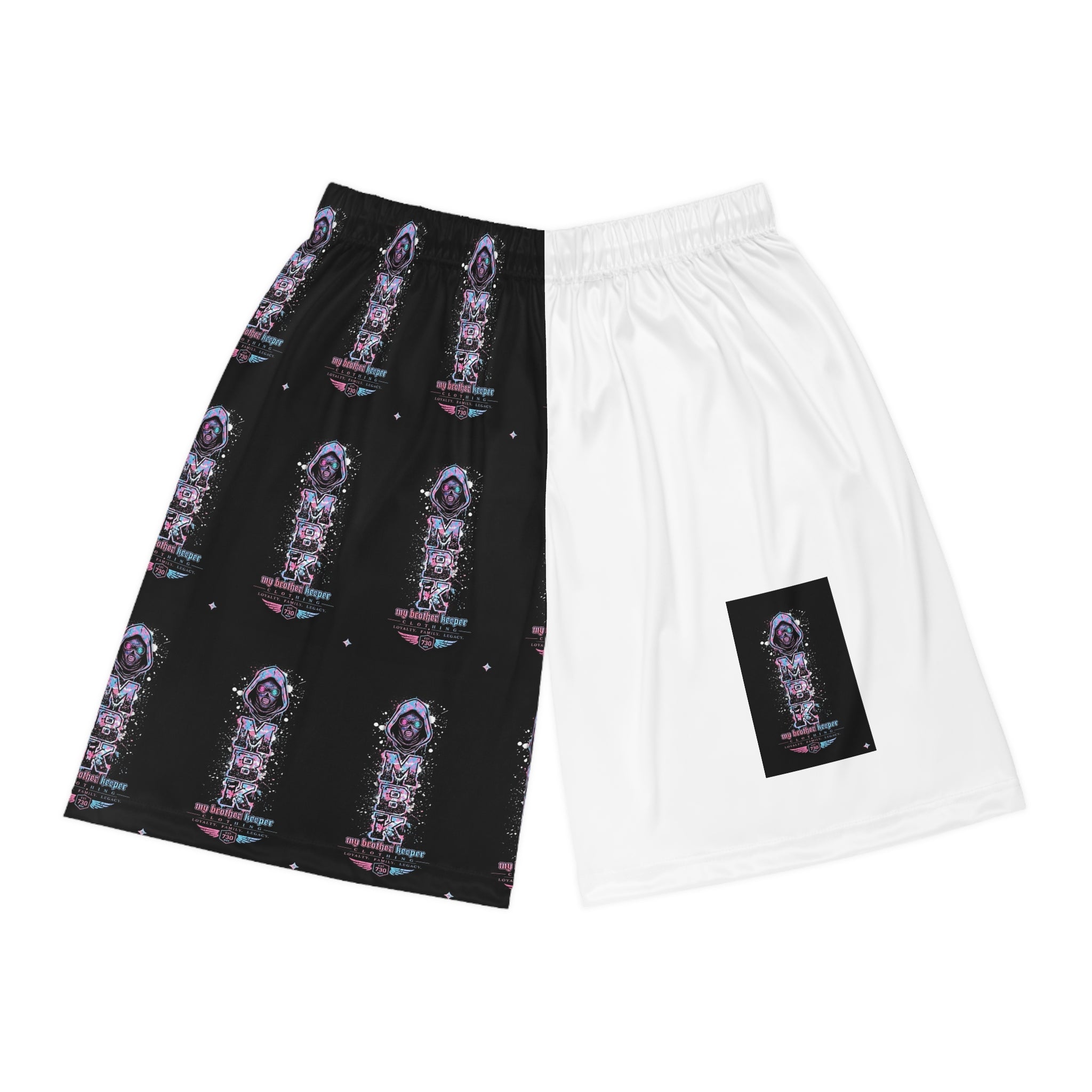 Half-and-Half Astro Poster Basketball Shorts — Vaporwave Space Graphic AOP