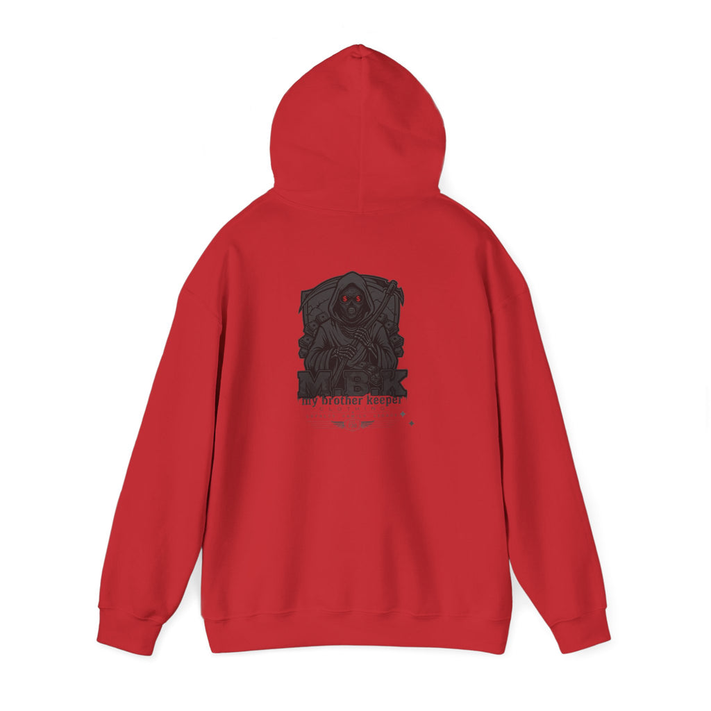 Hoodie — MBK “My Brother Keeper” Graphic Hoodie, Minimal Front Logo & Dark Back Art