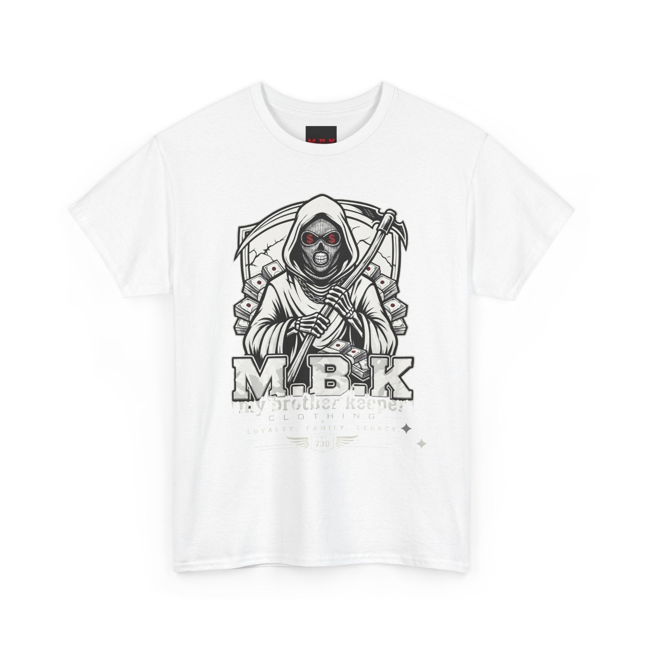 Grim Reaper 'M.B.K' Graphic Tee — Streetwear Skull Hoodie Design
