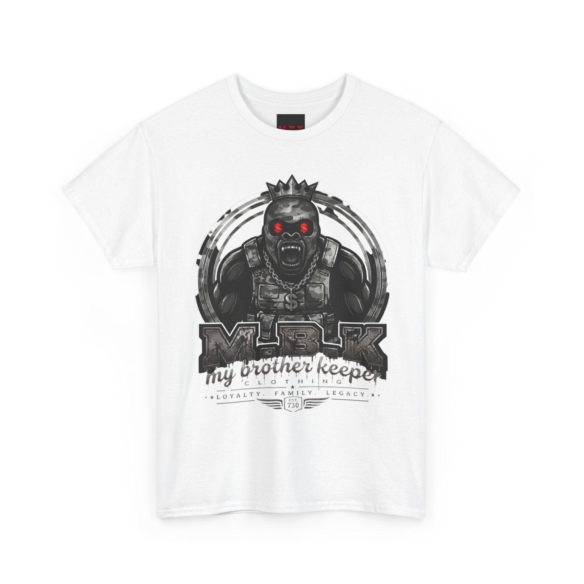 T-Shirt — 'My Brother Keeper' Dark King Graphic Tee (Red-Eyed Horror Skull)
