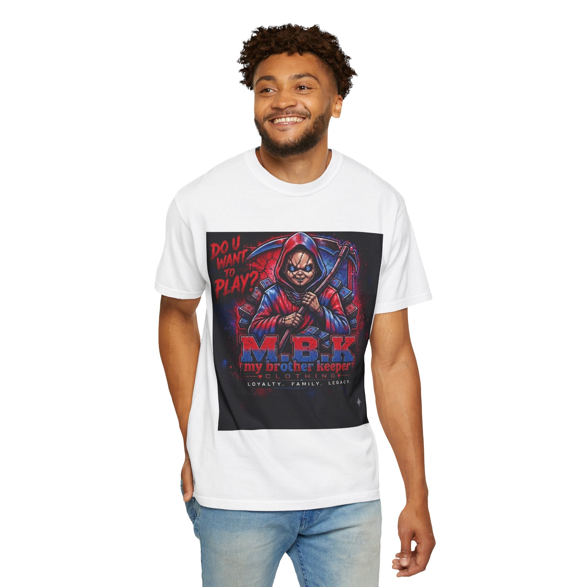 My Brother Keeper (MBK) Graphic T-Shirt — "Do U Want to Play?" Hooded Reaper Streetwear Tee