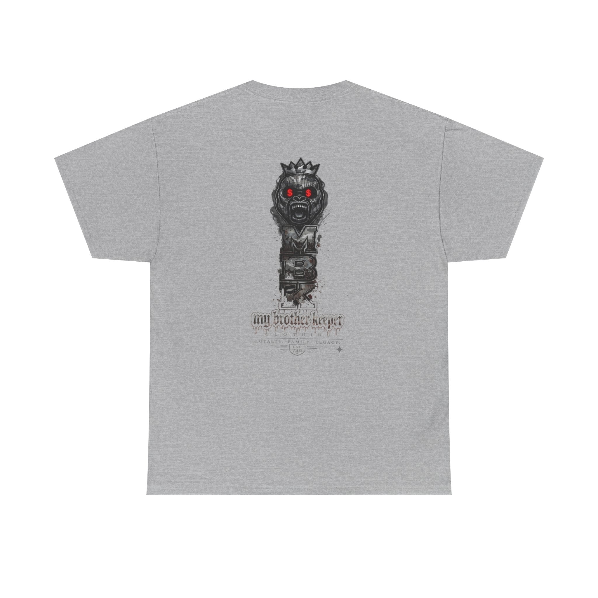 T-Shirt — 'My Brother Keeper' Dark King Graphic Tee (Red-Eyed Horror Skull)