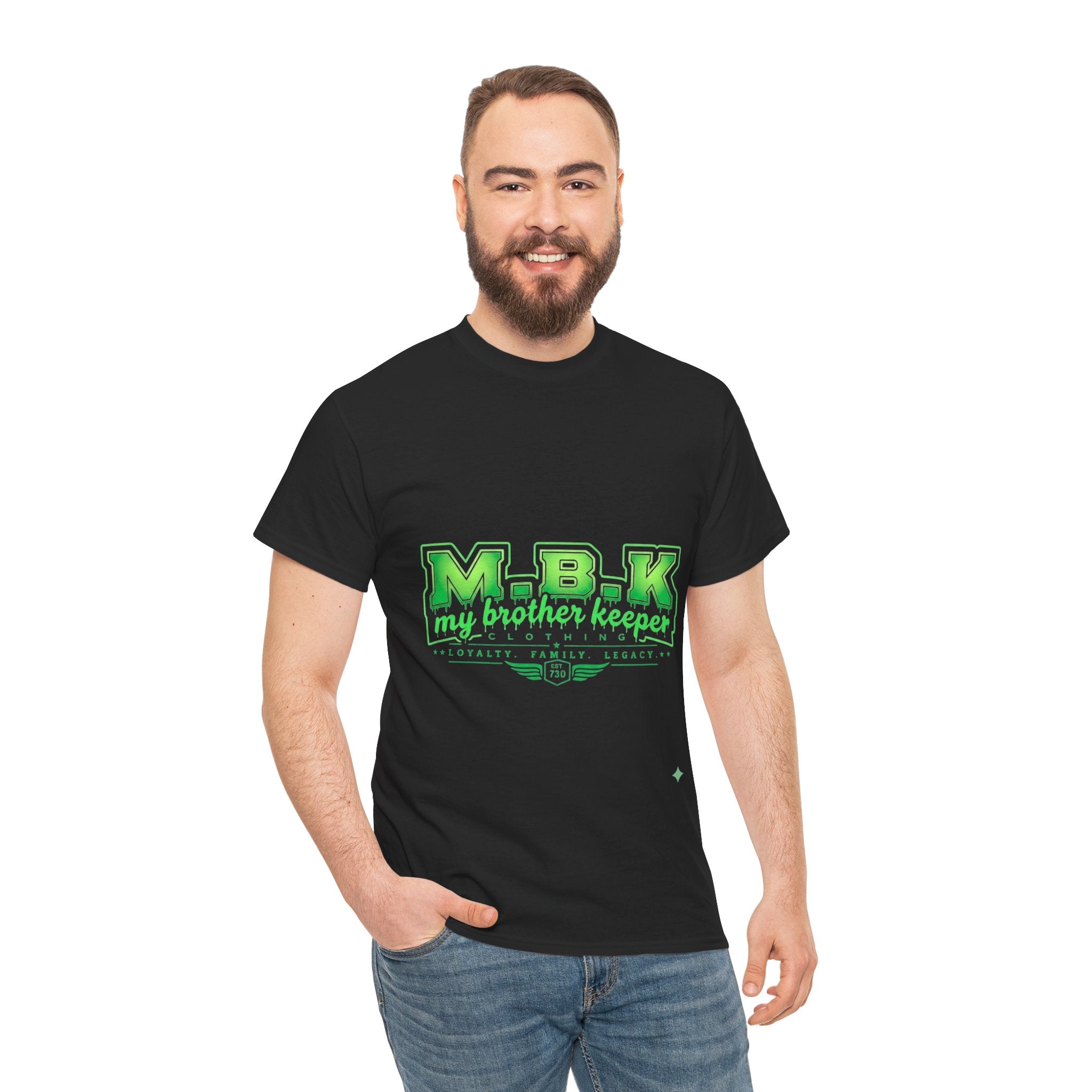 MBK "My Brother Keeper" Cotton Tee – Green Varsity Graphic