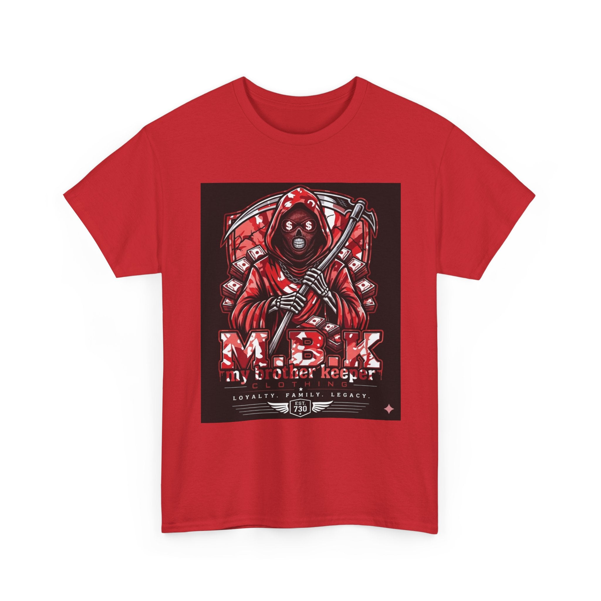 Brother Keeper Tee — Red Grim Reaper Graphic T-Shirt