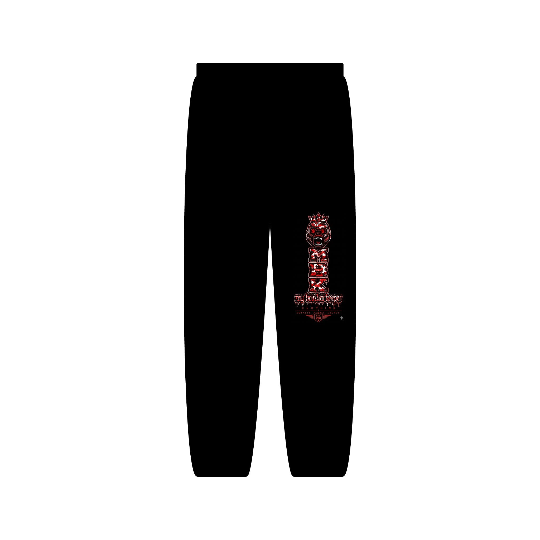 Unisex Sweatpants with Red Tiki Tower Graphic - Casual Streetwear Lounge Pants