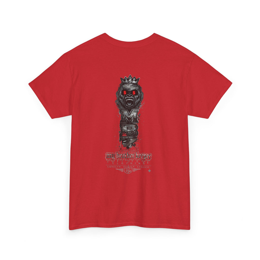 T-Shirt — 'My Brother Keeper' Dark King Graphic Tee (Red-Eyed Horror Skull)