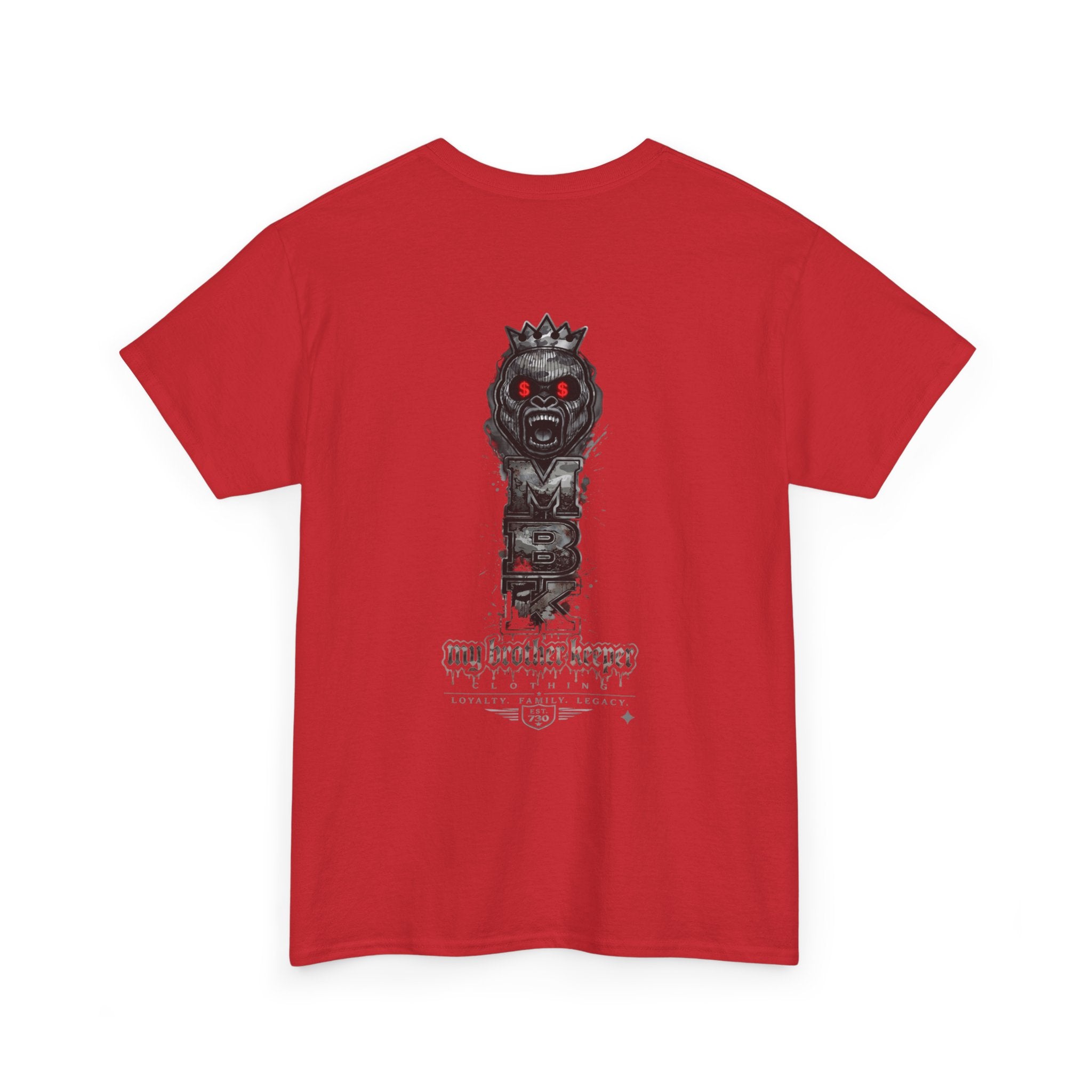 T-Shirt — 'My Brother Keeper' Dark King Graphic Tee (Red-Eyed Horror Skull)