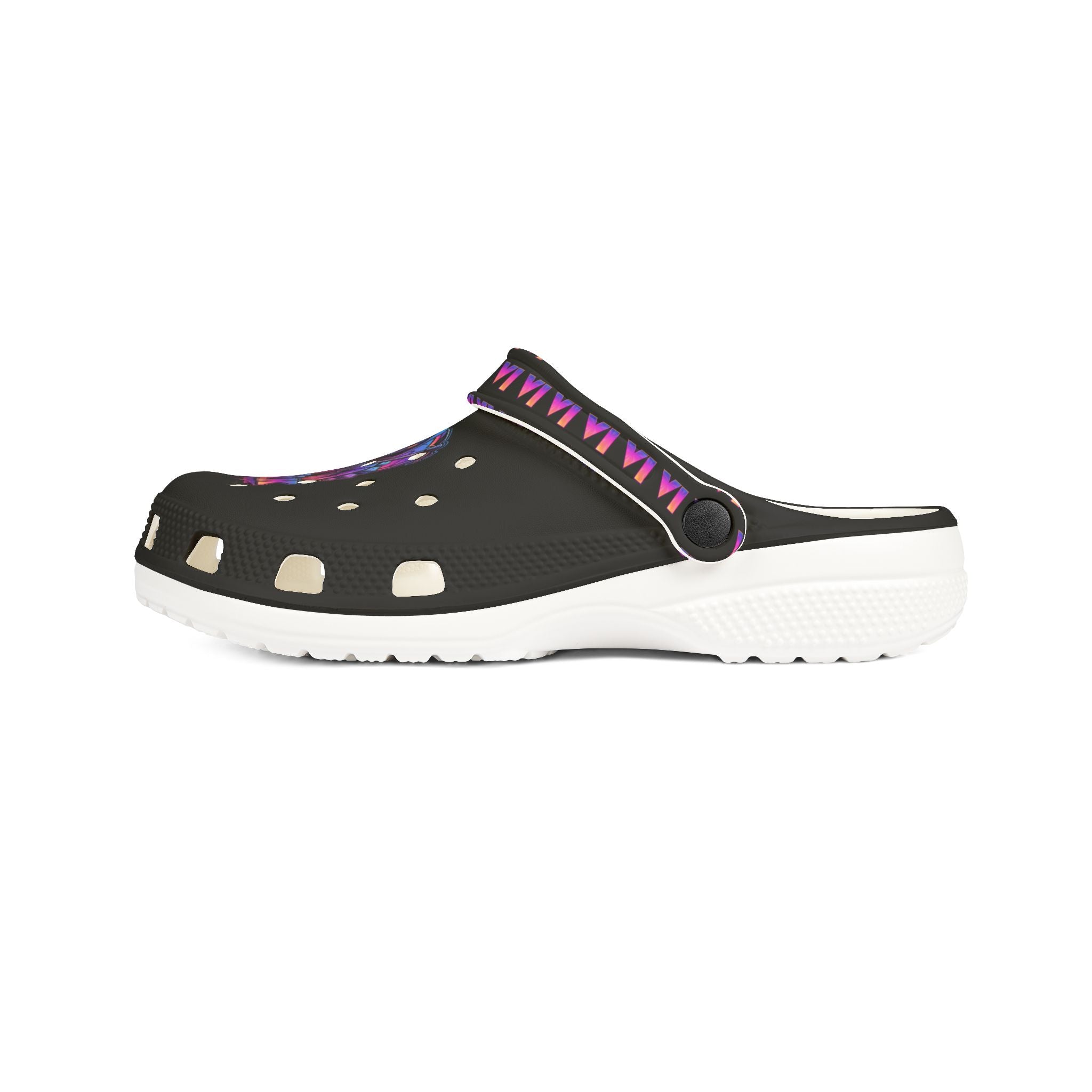 EVA Foam Clogs — Neon Cosmic Wolf Print