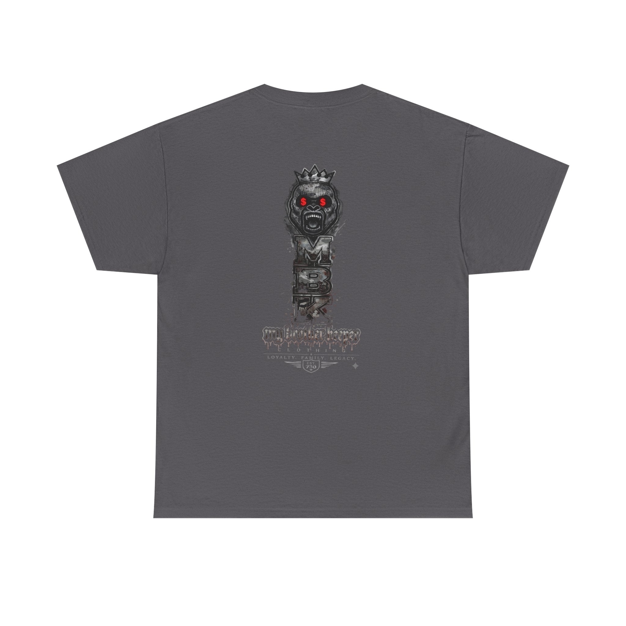 T-Shirt — 'My Brother Keeper' Dark King Graphic Tee (Red-Eyed Horror Skull)