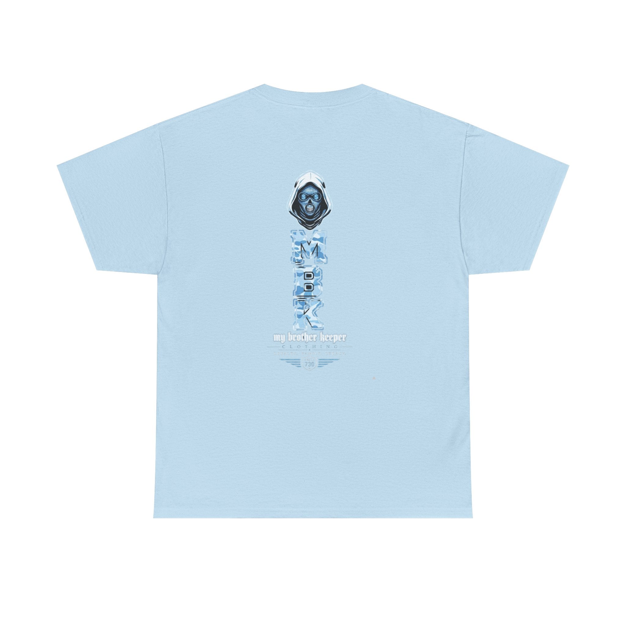 Grim Reaper Graphic Tee — M.B.K. Ice Blue Skull T-Shirt
